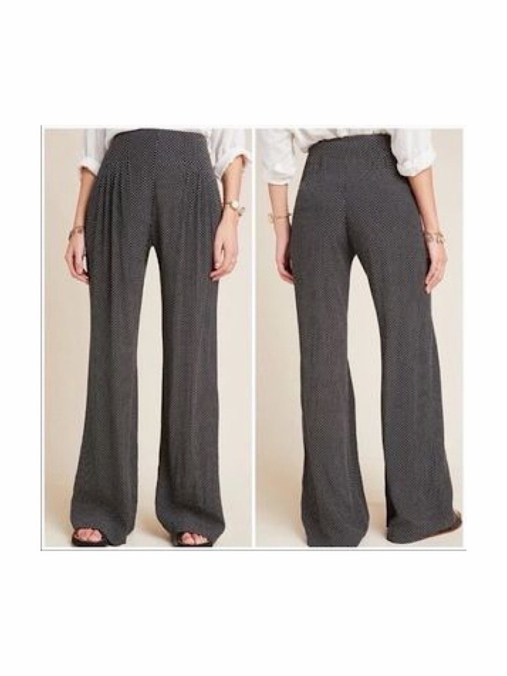 Anthropologie Maeve Cabo Black and White Polka Dot Wide-Leg Pants - Picture 10 of 10